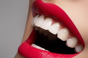 Red lips and white teeth